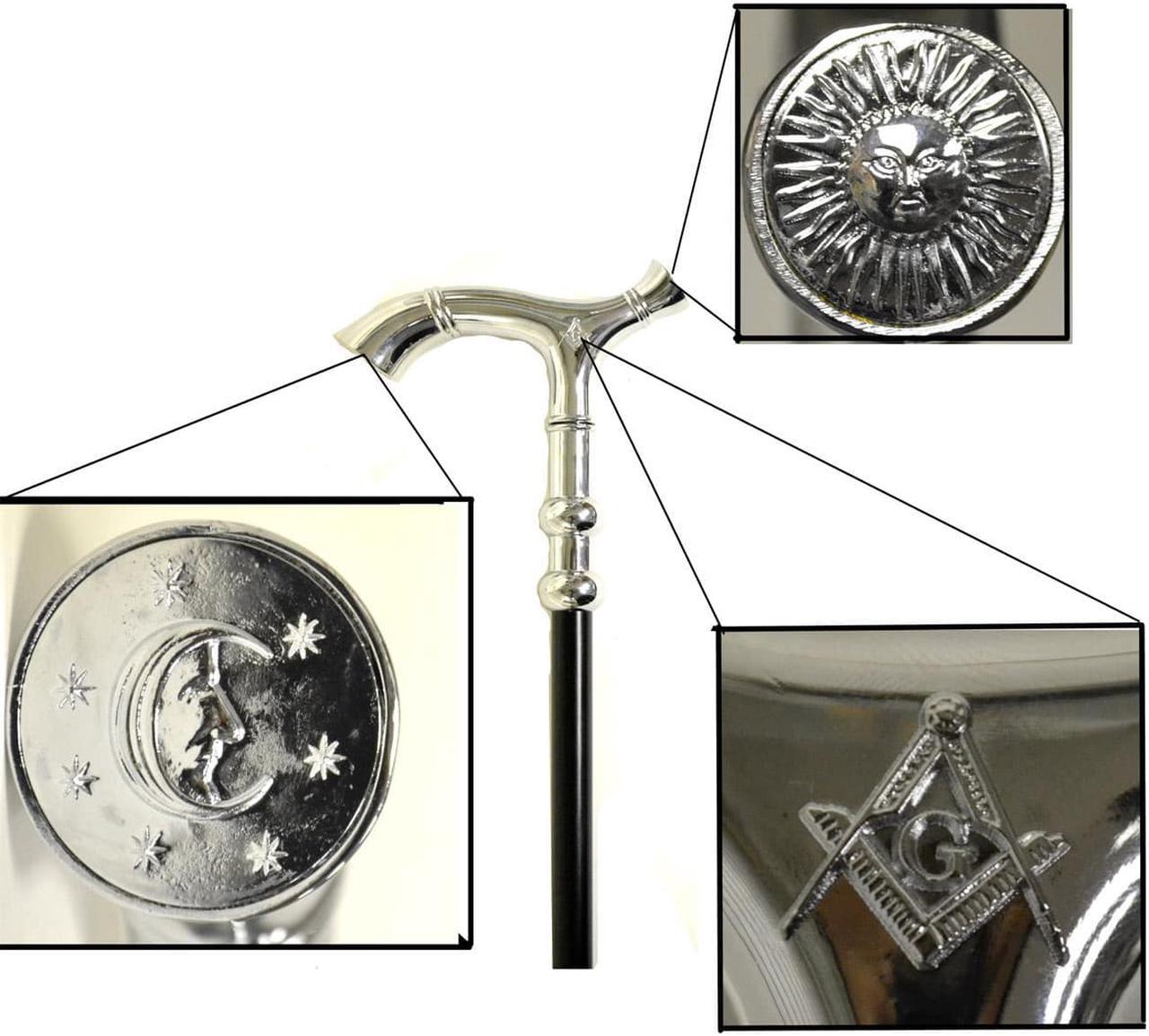 Alt view image 2 of 2 - Treasure Gurus Mason Walking Stick Cane with Masonic Lodge Symbol