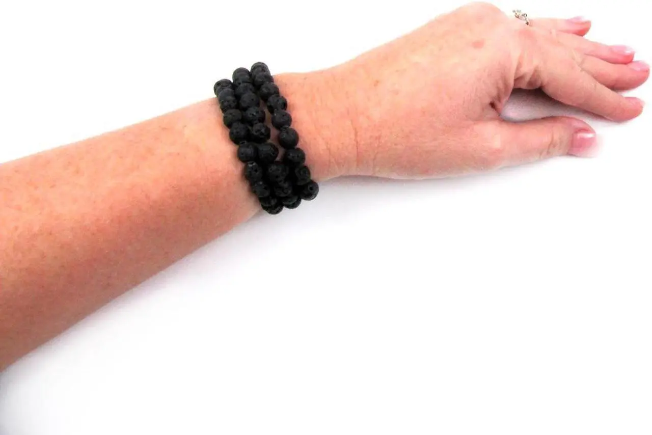 Alt view image 5 of 6 - Treasure Gurus Natural Lava Rock Gemstone Bead Chakra Bracelet Energy Healing Pumice Stone Jewelry
