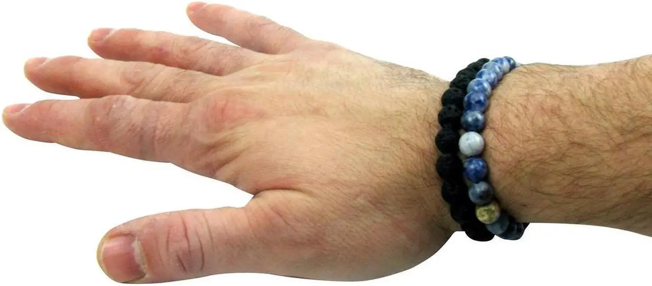 Alt view image 6 of 6 - Treasure Gurus Natural Lava Rock Gemstone Bead Chakra Bracelet Energy Healing Pumice Stone Jewelry