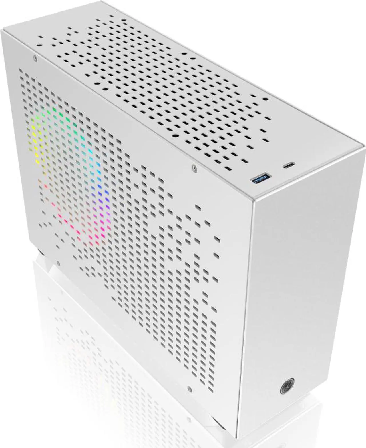 Main image of RAIJINTEK OPHION 7L WHITE, super small 7 liter volume, for Mini-ITX M/B, amazing compatibility of max. 3pcs 9225 fans, 2 on top, 1 at bottom., tool-free for easy installation, SFX PSU compatibility