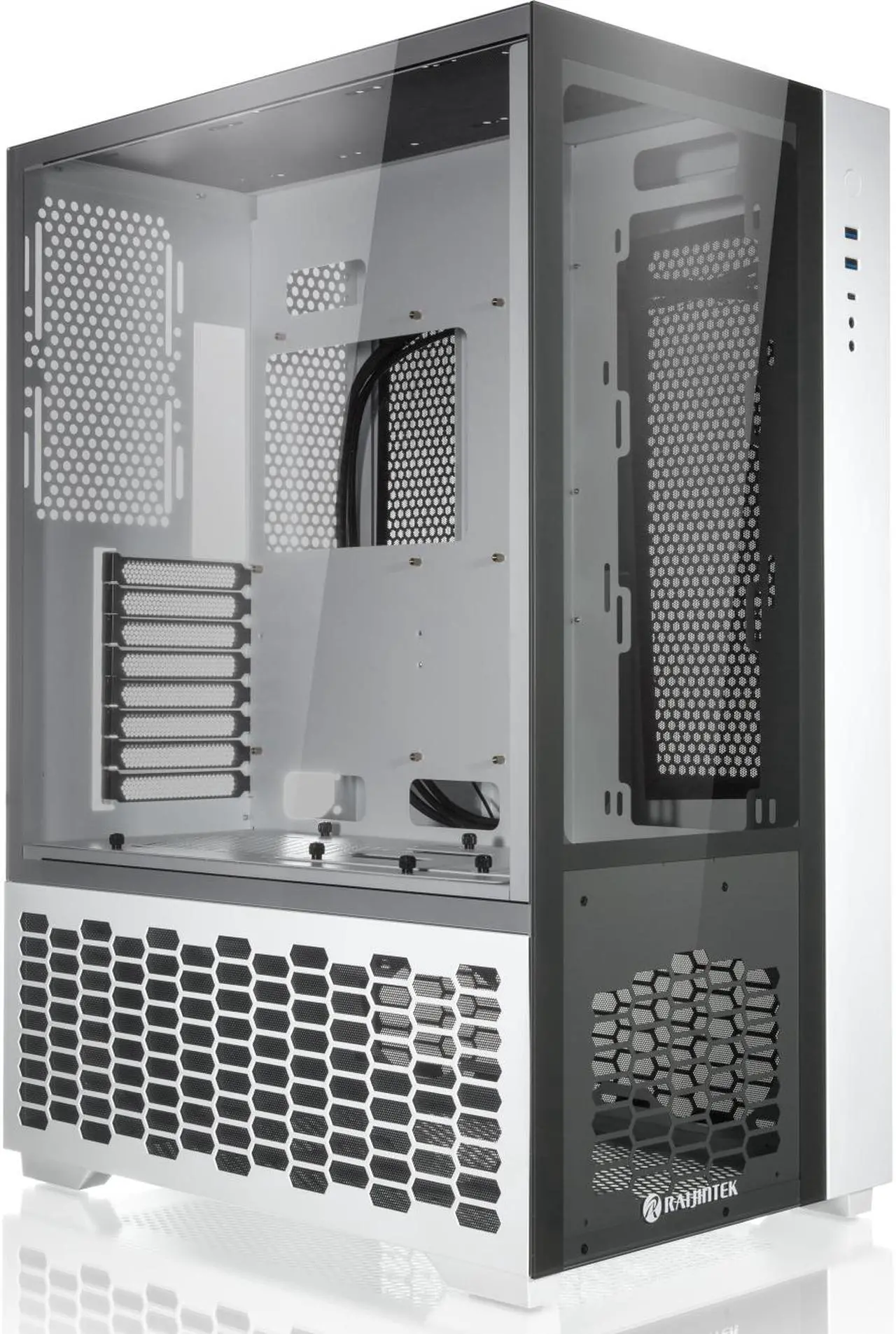 Alt view image 6 of 7 - RAIJINTEK PAEAN PREMIUM WHITE supports ATX M/B, amazing compatibility of max. 12 fans (12025) & 1×14025 fan at the rear. 2×2.5" SSD or 2×2.5" HDD or 2×3.5" HDD, 430mm VGA card, Type C×1 + USB3.0×2.