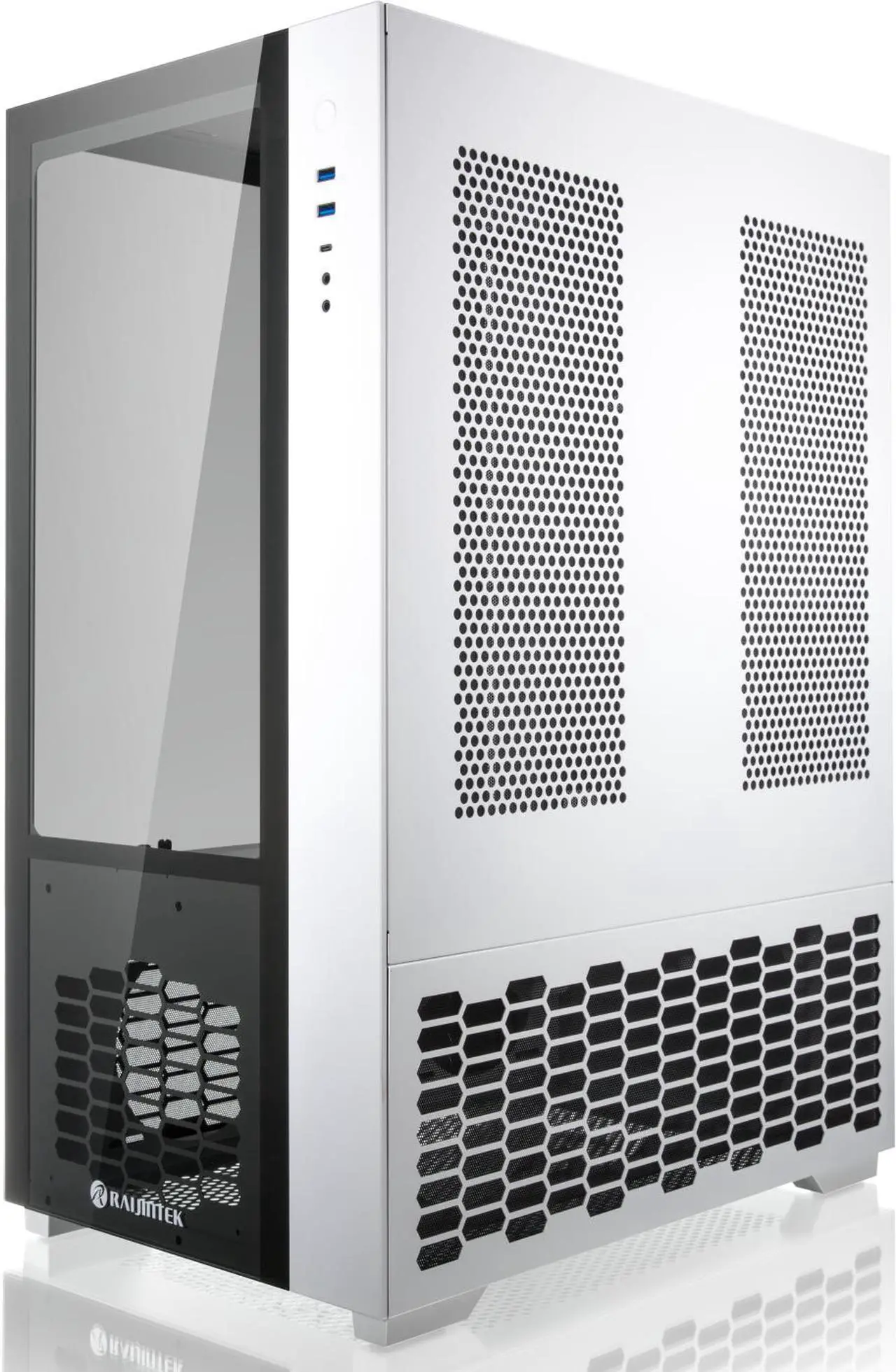 Alt view image 5 of 7 - RAIJINTEK PAEAN PREMIUM WHITE supports ATX M/B, amazing compatibility of max. 12 fans (12025) & 1×14025 fan at the rear. 2×2.5" SSD or 2×2.5" HDD or 2×3.5" HDD, 430mm VGA card, Type C×1 + USB3.0×2.