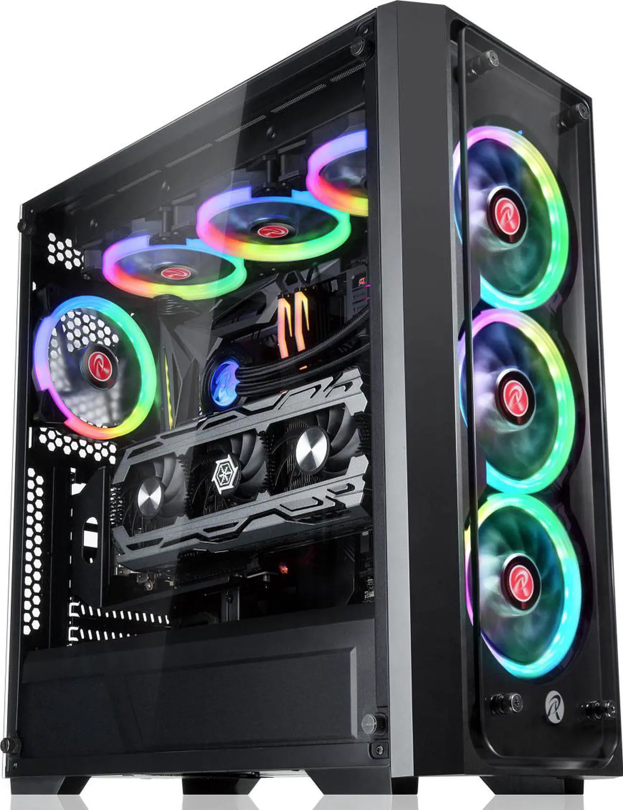 Alt view image 2 of 6 - RAIJINTEK PONOS TG4, a Mid-Tower Case w/ Tempered Glass (Front & Side), EEB M/B, comes with 4pcs 12025 ARGB fans, compatible with Max. 390mm VGA Card, Max. 5×2.5"HDD, USB3.0 and Magnetic Dust Filters