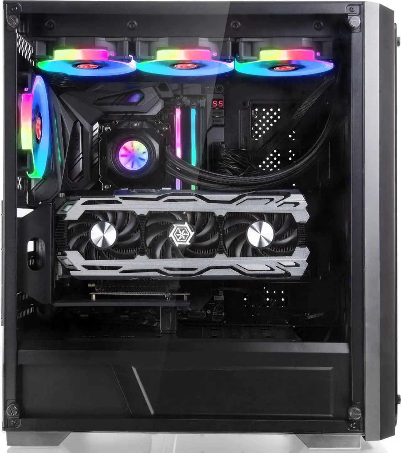 Alt view image 4 of 6 - RAIJINTEK PONOS TG4, a Mid-Tower Case w/ Tempered Glass (Front & Side), EEB M/B, comes with 4pcs 12025 ARGB fans, compatible with Max. 390mm VGA Card, Max. 5×2.5"HDD, USB3.0 and Magnetic Dust Filters
