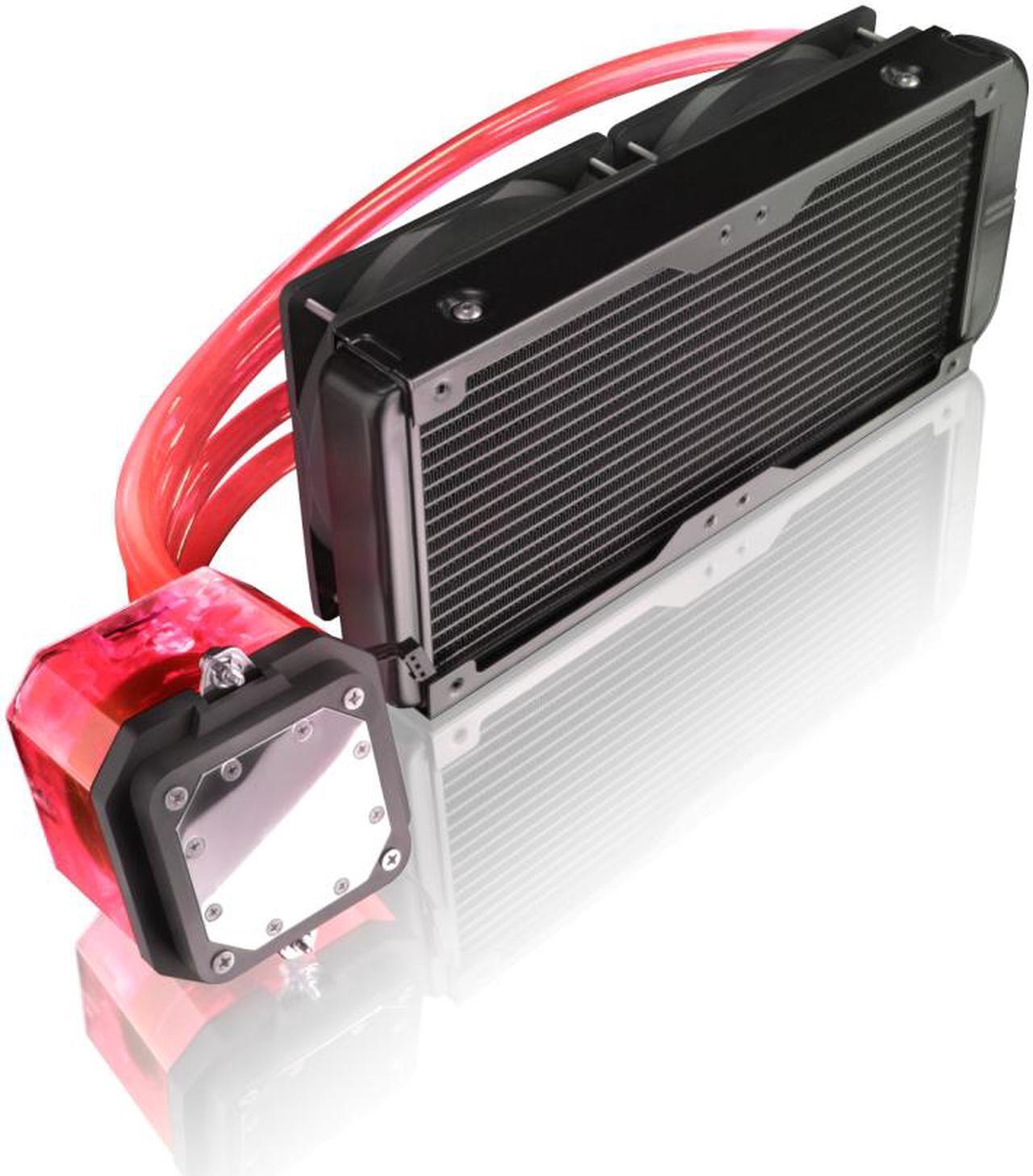 Alt view image 4 of 6 - RAIJINTEK TRITON RED v02, All-In-One Liquid CPU Cooler with Pump, Water Block, Tank Design, 2* 12025 Fan, 2 LED Light, 240mm radiator, Fan Controller, Solid Mounting Kit