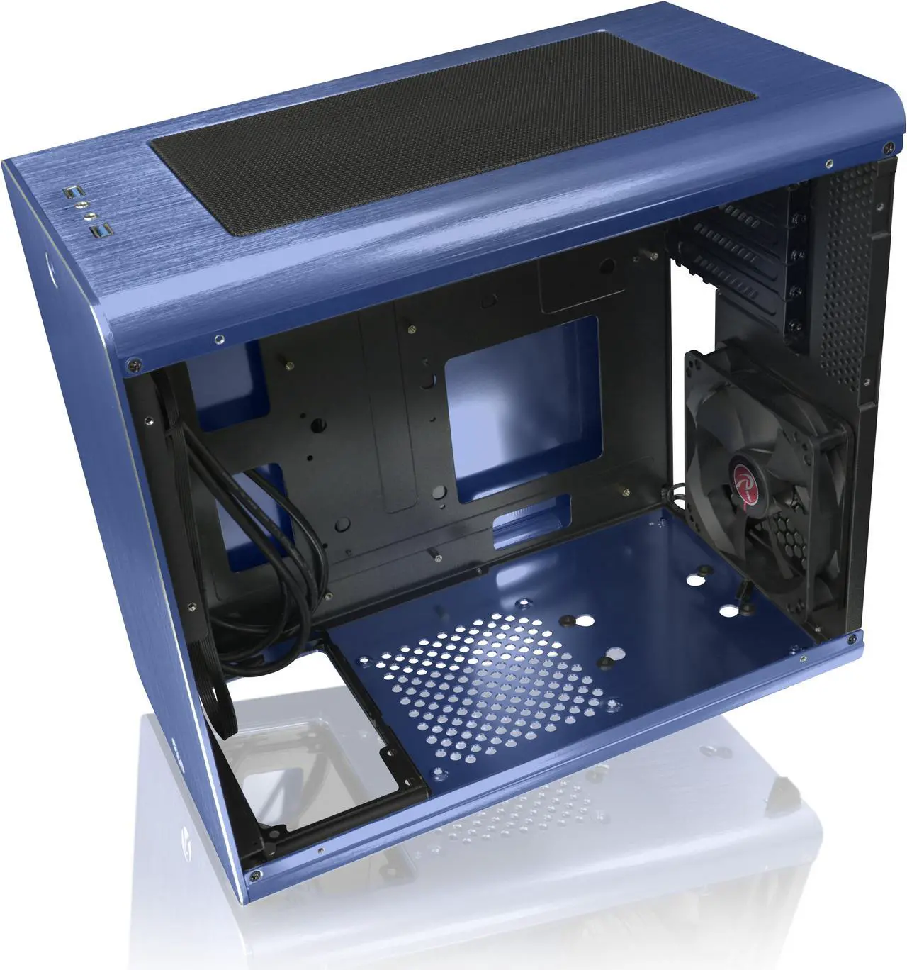 Alt view image 2 of 7 - RAIJINTEK STYX BLUE, Alu Micro-ATX Case, Compatible With Regular ATX Power Supply, Max. 280mm VGA Card, 180mm CPU Cooler, Max. 240mm Radiator Cooling On Top With A Drive Bay For Slim DVD On Side
