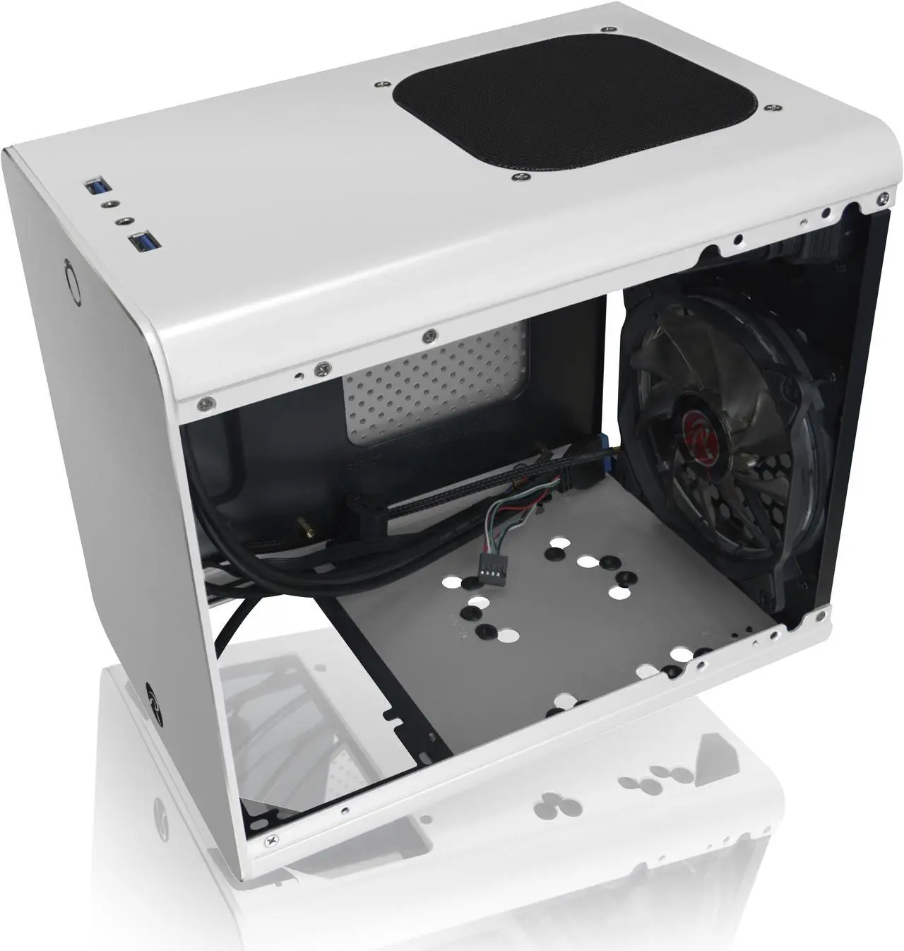 Alt view image 3 of 7 - RAIJINTEK METIS PLUS WHITE, a Alu. M-ITX Case, is with one 12025 LED fan at rear, USB 3.0* 2, Ventilate holes at top, Compatible with Standard ATX PSU, 170mm VGA Card length, 160mm CPU Cooler height.