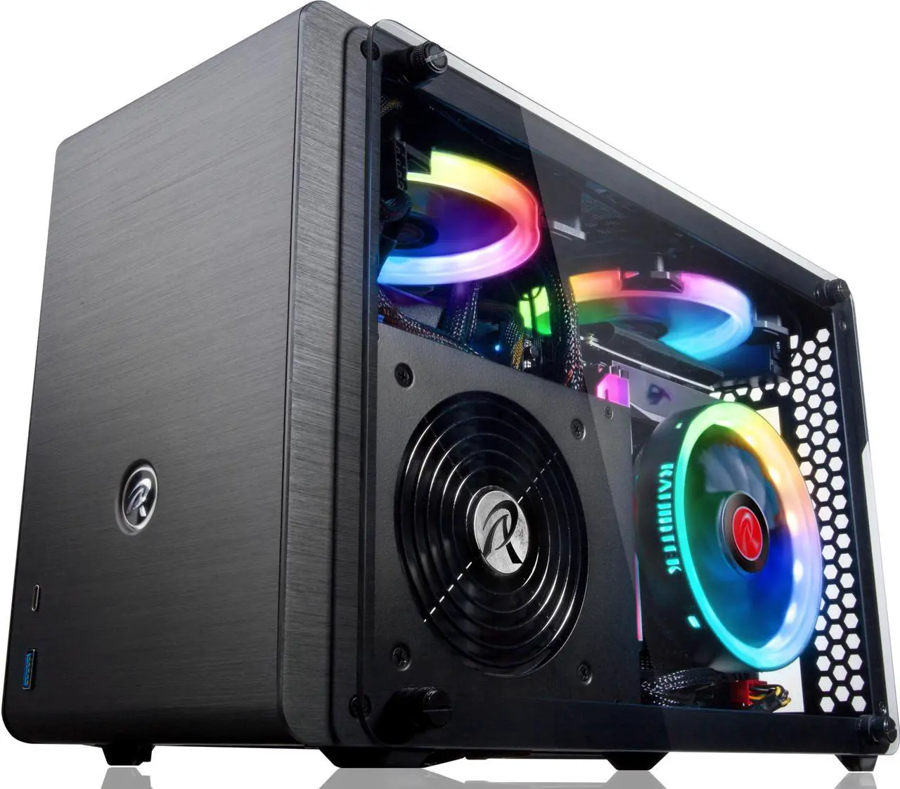 Alt view image 3 of 6 - RAIJINTEK OPHION, a SFF Case (Mini-TX) w/ Tempered Glass, Max. 330mm VGA Card, ATX PSU, Type-C Hub, Riser Card, 3x2.5" HDD, Magnetic Design Dust Filter