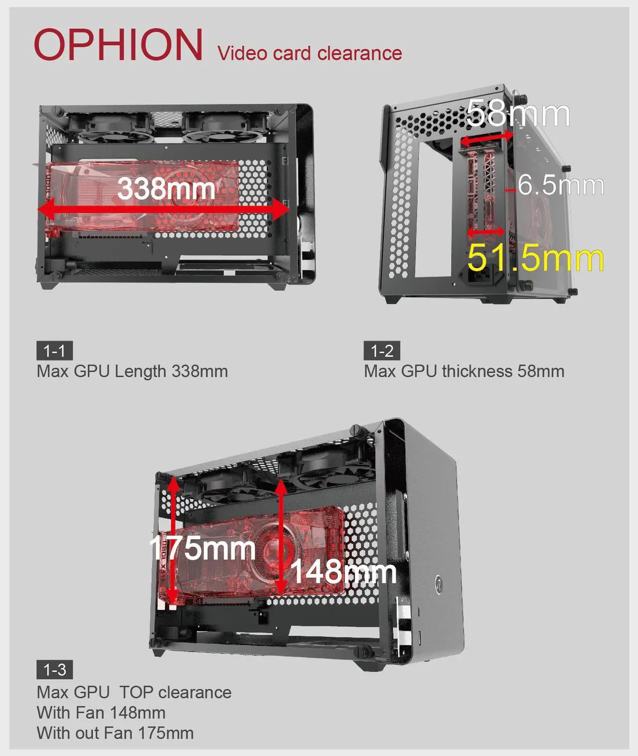 Alt view image 6 of 6 - RAIJINTEK OPHION, a SFF Case (Mini-TX) w/ Tempered Glass, Max. 330mm VGA Card, ATX PSU, Type-C Hub, Riser Card, 3x2.5" HDD, Magnetic Design Dust Filter