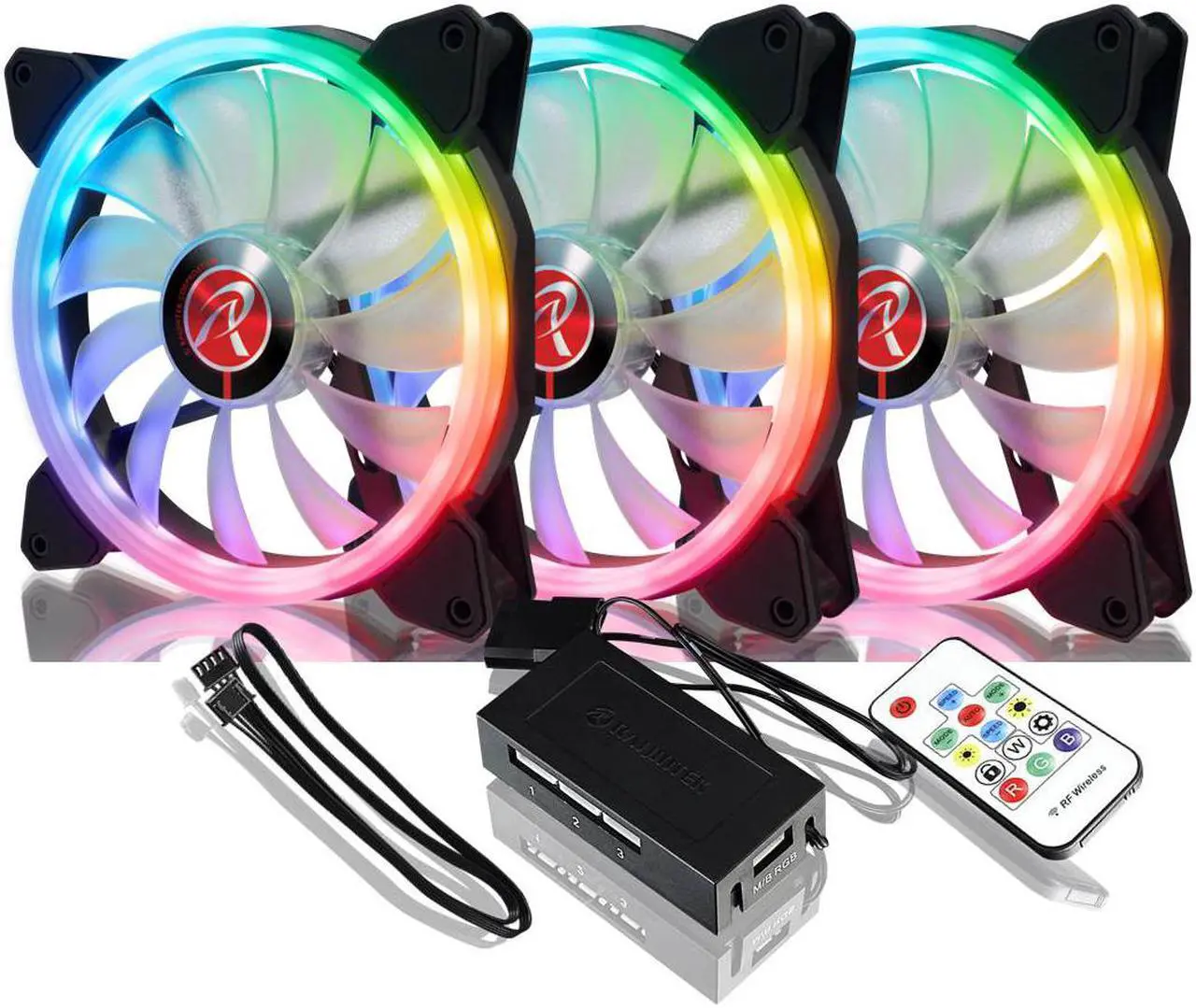 Alt view image 3 of 7 - IRIS 14 RBW ADD-3, Addressable RGB - 3pack, 14025 PWM fan, with 8port control hub, Remote controller & Connecting M/B cable, compatible with ASUS/MSI 5V ADD header