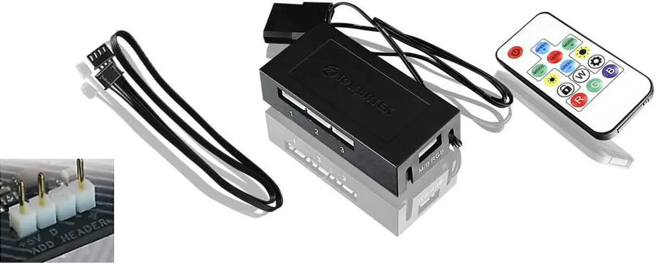Alt view image 5 of 7 - IRIS 14 RBW ADD-3, Addressable RGB - 3pack, 14025 PWM fan, with 8port control hub, Remote controller & Connecting M/B cable, compatible with ASUS/MSI 5V ADD header