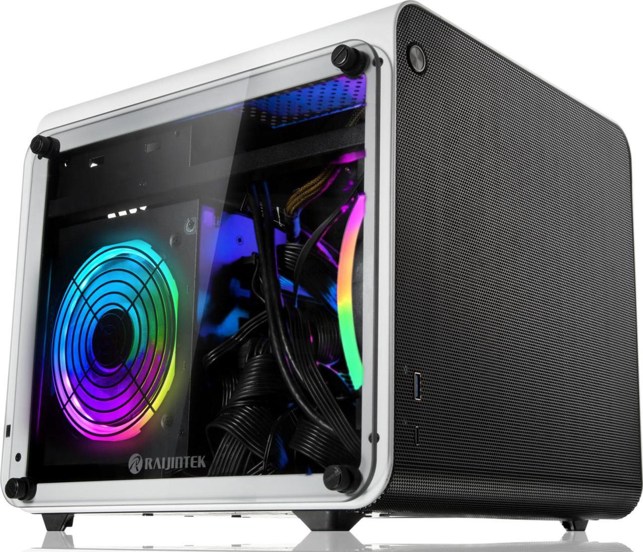 Main image of METIS EVO WHITE TGS, an Alu. ITX case with tempered glass, is designed to fulfill the smallest case built with ultra high air flow to solve all thermal issue of SFF chassis, 200mm fan option at front.
