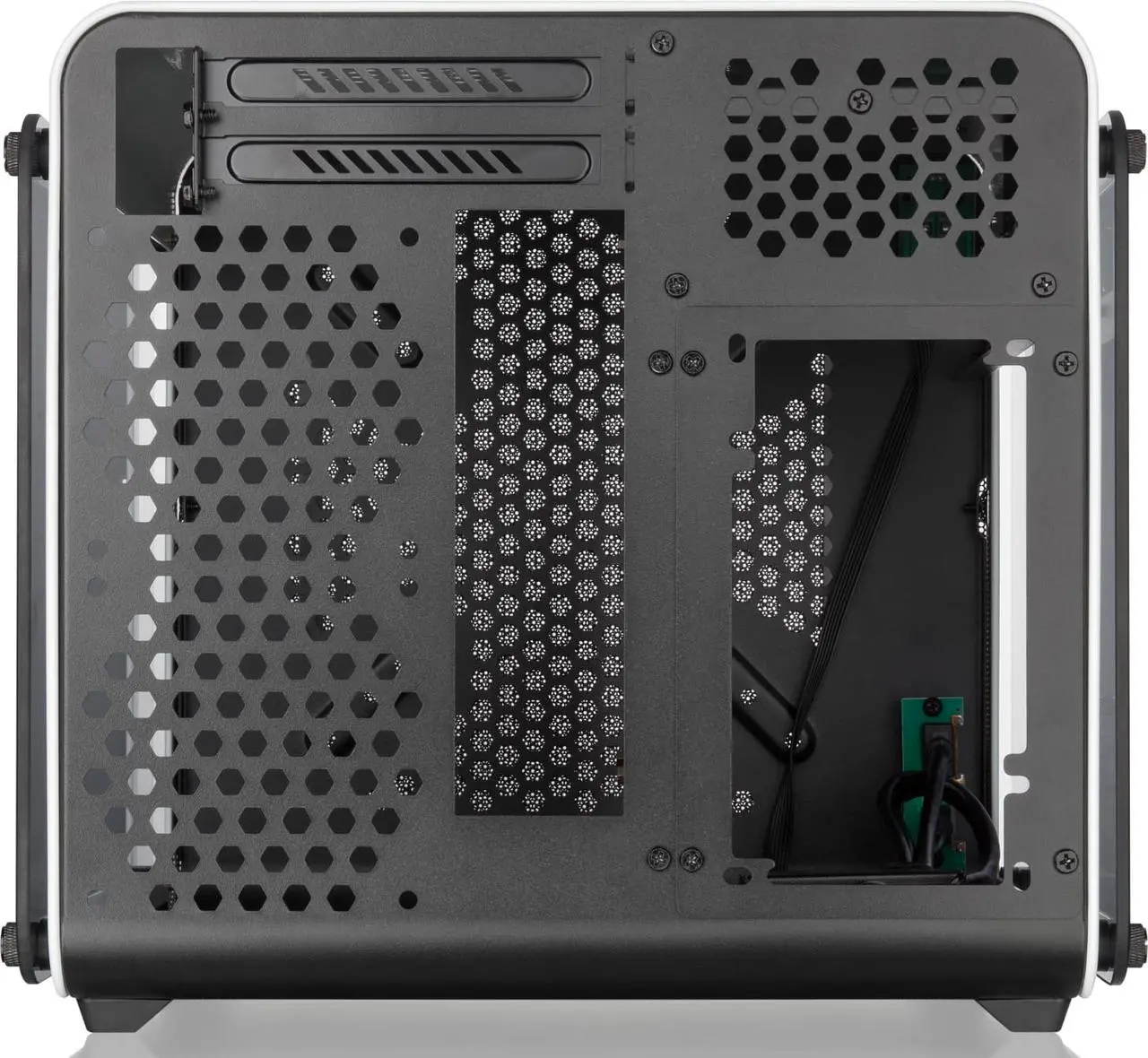 Alt view image 6 of 7 - METIS EVO WHITE TGS, an Alu. ITX case with tempered glass, is designed to fulfill the smallest case built with ultra high air flow to solve all thermal issue of SFF chassis, 200mm fan option at front.