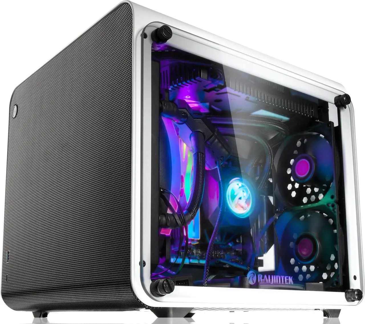 Alt view image 7 of 7 - METIS EVO WHITE TGS, an Alu. ITX case with tempered glass, is designed to fulfill the smallest case built with ultra high air flow to solve all thermal issue of SFF chassis, 200mm fan option at front.