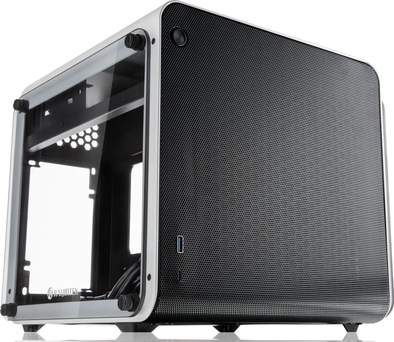 Alt view image 4 of 7 - METIS EVO WHITE TGS, an Alu. ITX case with tempered glass, is designed to fulfill the smallest case built with ultra high air flow to solve all thermal issue of SFF chassis, 200mm fan option at front.