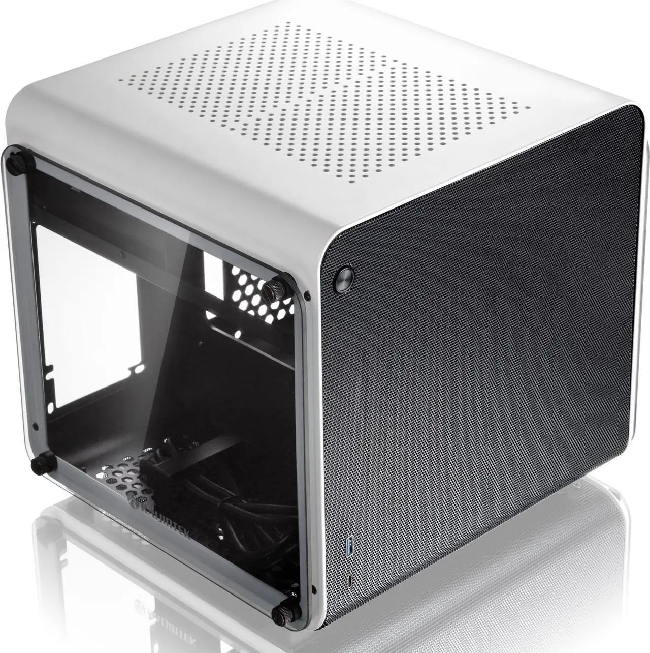 Alt view image 3 of 7 - METIS EVO WHITE TGS, an Alu. ITX case with tempered glass, is designed to fulfill the smallest case built with ultra high air flow to solve all thermal issue of SFF chassis, 200mm fan option at front.