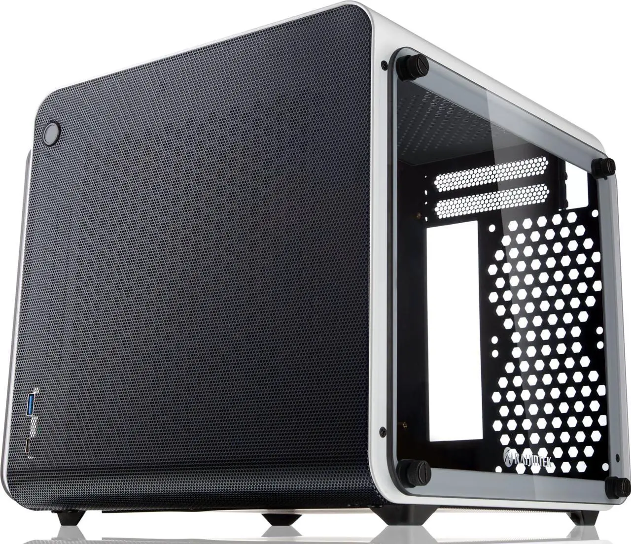 Alt view image 2 of 7 - METIS EVO WHITE TGS, an Alu. ITX case with tempered glass, is designed to fulfill the smallest case built with ultra high air flow to solve all thermal issue of SFF chassis, 200mm fan option at front.