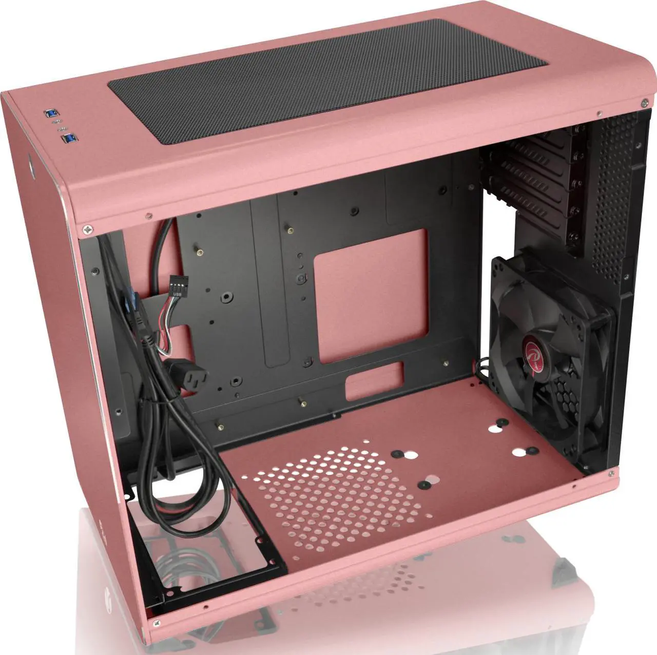 Alt view image 5 of 7 - RAIJINTEK STYX PINK, a Alu Micro-ATX Case - Compatible With Regular ATX Power Supply, Max. 280mm VGA Card, 180mm CPU Cooler, Max. 240mm Radiator Cooling On Top, with a Drive Bay For Slim DVD On Side.