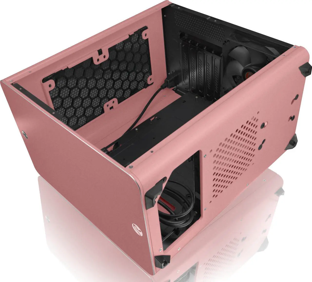 Alt view image 6 of 7 - RAIJINTEK STYX PINK, a Alu Micro-ATX Case - Compatible With Regular ATX Power Supply, Max. 280mm VGA Card, 180mm CPU Cooler, Max. 240mm Radiator Cooling On Top, with a Drive Bay For Slim DVD On Side.