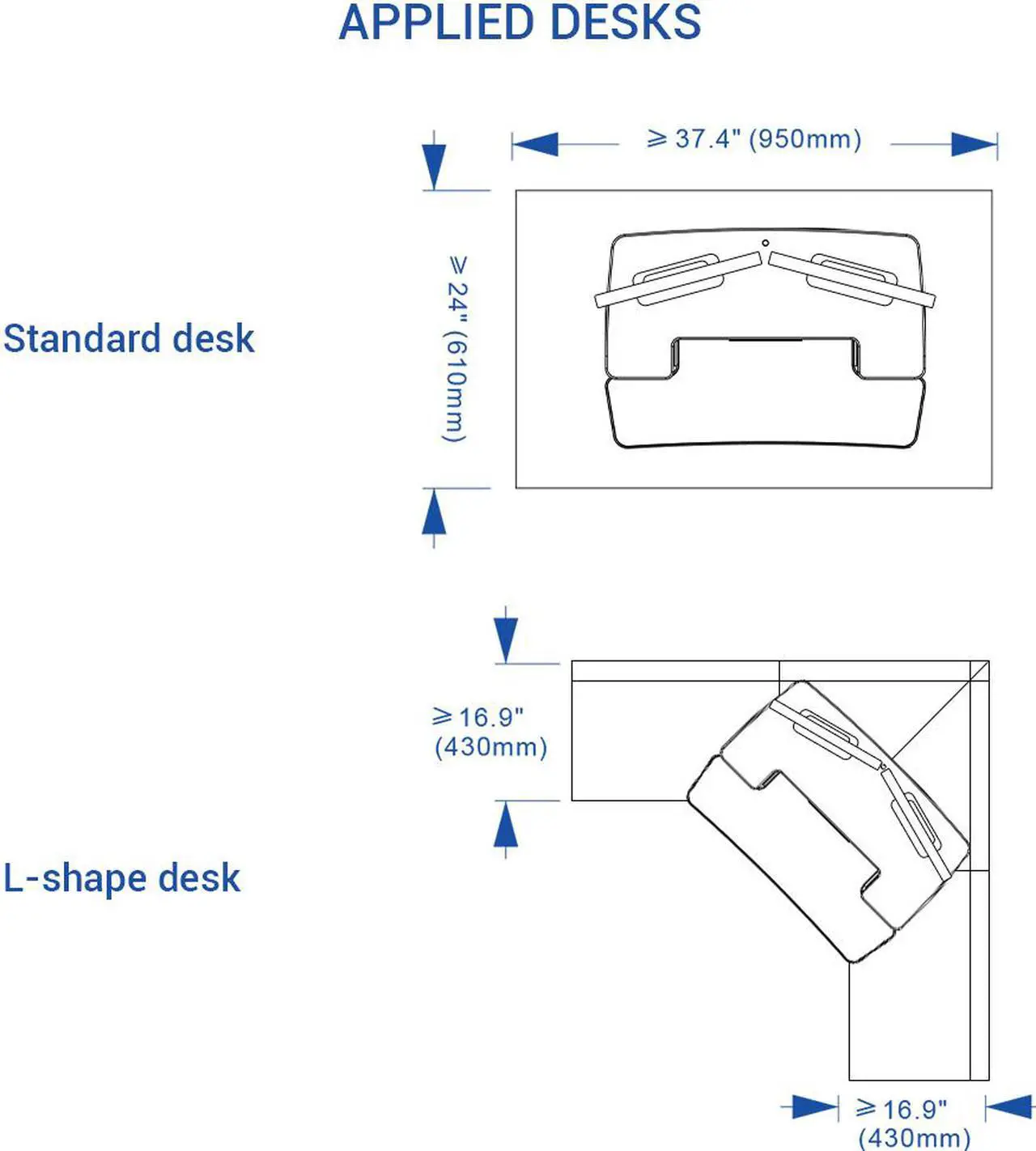 Alt view image 5 of 10 - FlexiSpot M7MB Stand Up desk Converter -35" Standing desk Riser with Deep Keyboard Tray for laptop (35", Black)