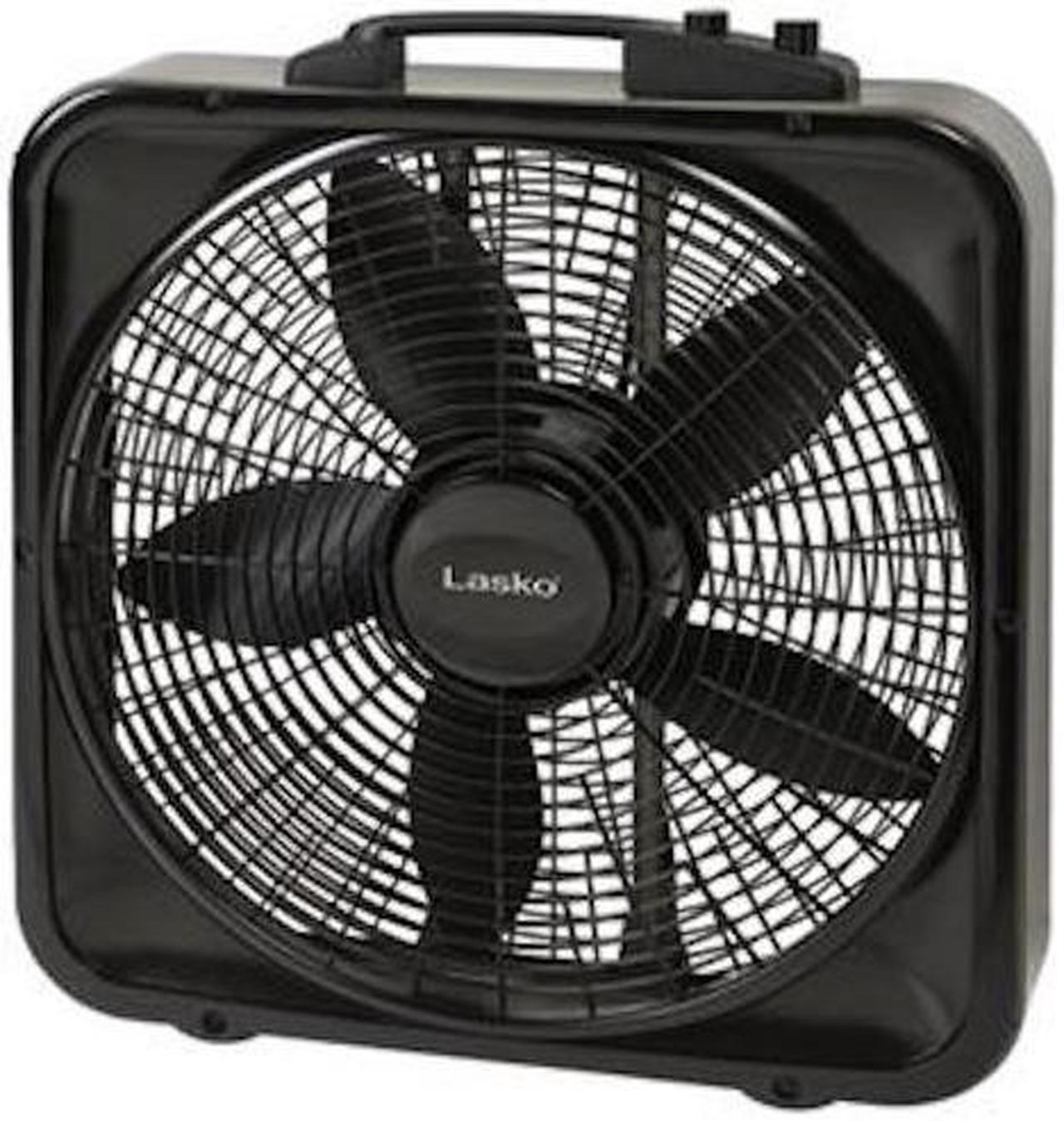 Alt view image 10 of 15 - Lasko 20" Weather-Shield Select Box Fan with Thermostat - 20" Diameter - 3 Speed - Carrying Handle, Thermostat, Anti-slip Feet - 22.5" Height x 4.5" Width - Black