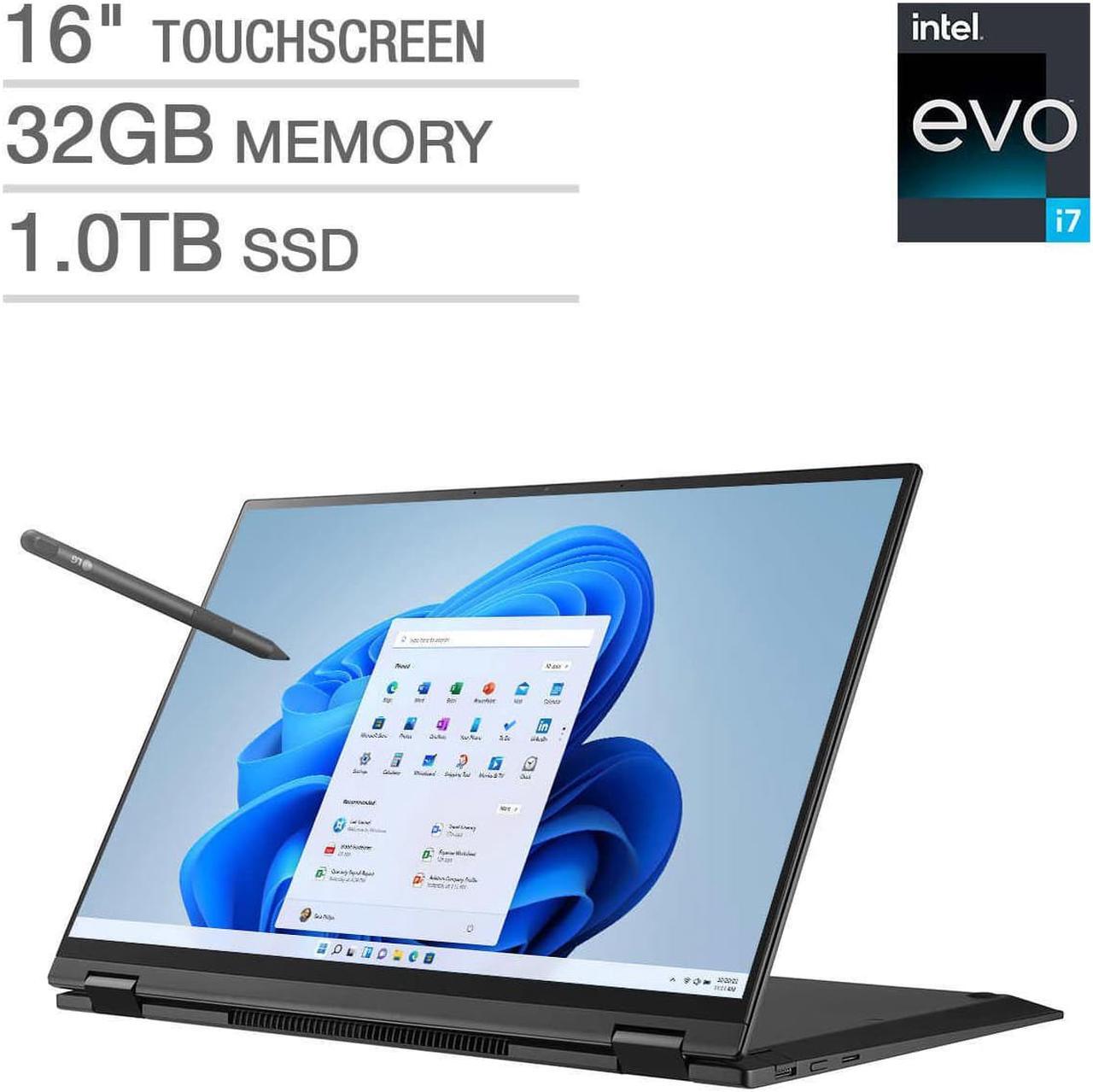 Main image of LG Gram 16 2-in-1 Laptop: Core i7-1360P, 32GB DDR5 RAM, 1TB SSD, 16" 2560x1600 Touch Display, Pen
