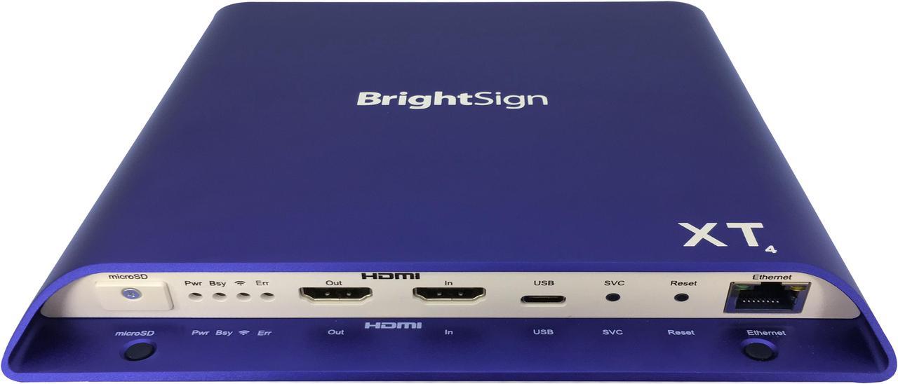 BrightSign XT1144 Expanded I/O Digital Signage Media Player, H.265, 4K/Full HD, HTML5, Dolby Vision, HDR10+, PoE+, Gigabit Eth, GPIO, IR, M.2 SSD PCIe, Serial, Dual USB, Live TV Playback