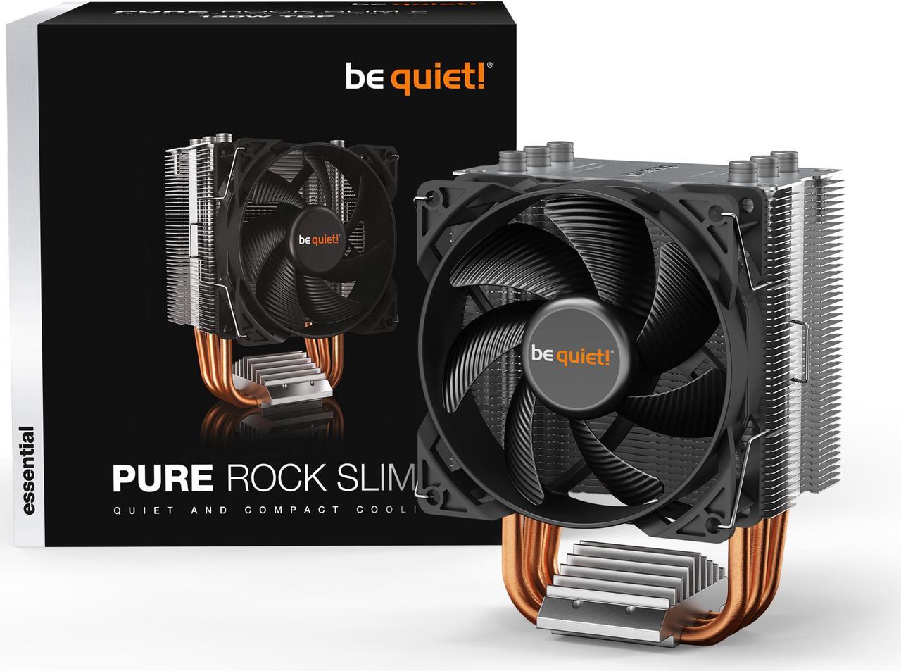 be quiet! Pure Rock Slim 2 CPU Air Cooler | Socket Support for Intel LGA 1851,1200,1150,1151,1155 - and AMD AM4,AM5 Support - Low Noise Cooler - Compact Air Cooler - Silver/Black (BK030)