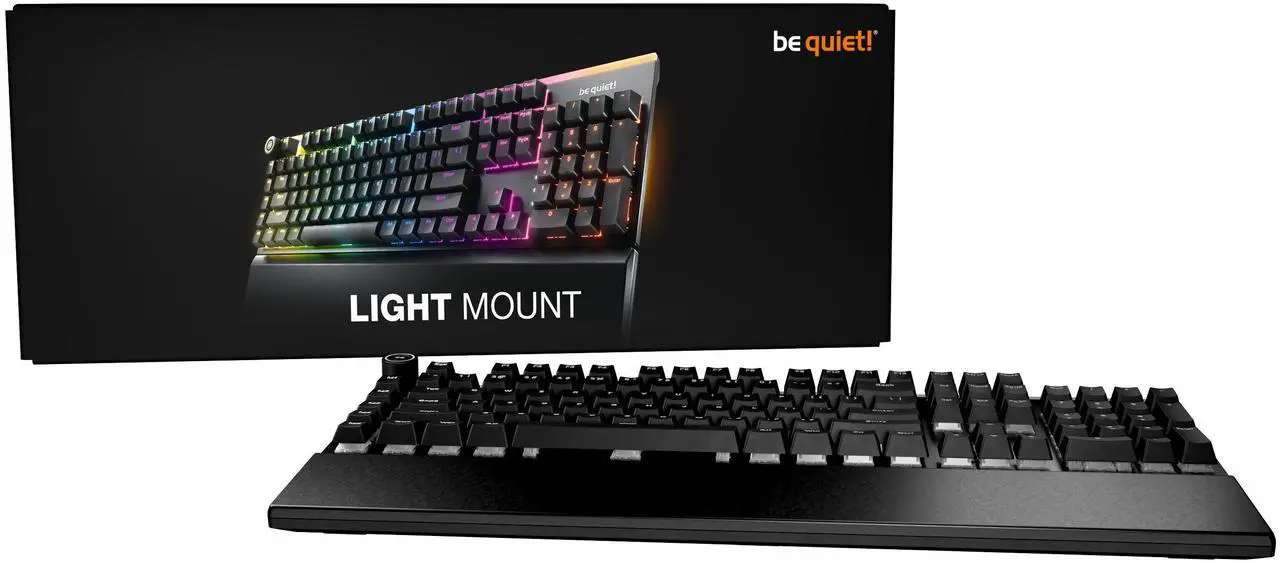 Alt view image 7 of 7 - be quiet! Light Mount Mechanical Keyboard | Tactile | Hot-Swappable Lubricated Silent Switches | 3D Media Wheel | ARGB Keyboard | Quality PBT Double-Shot Keycaps | Programmable | BT004US
