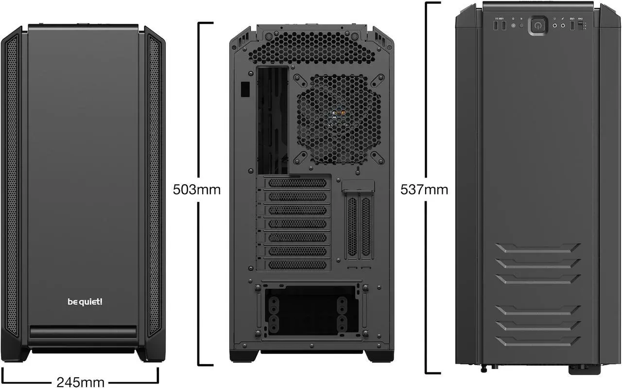 Alt view image 5 of 7 - be quiet! Silent Base 601 | ATX Midi Tower PC Case | 2 Pre-Installed Pure Wings 2 140mm Fans | 10mm Extra Thick Insulated mats | Black | BG026