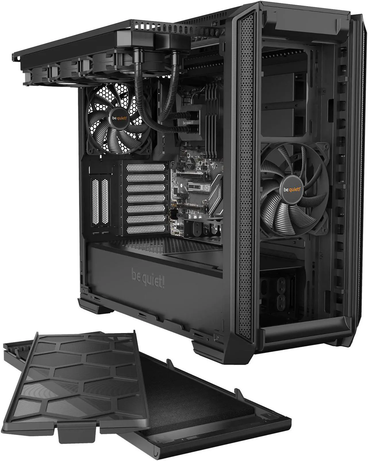 Alt view image 6 of 7 - be quiet! Silent Base 601 | ATX Midi Tower PC Case | 2 Pre-Installed Pure Wings 2 140mm Fans | 10mm Extra Thick Insulated mats | Black | BG026