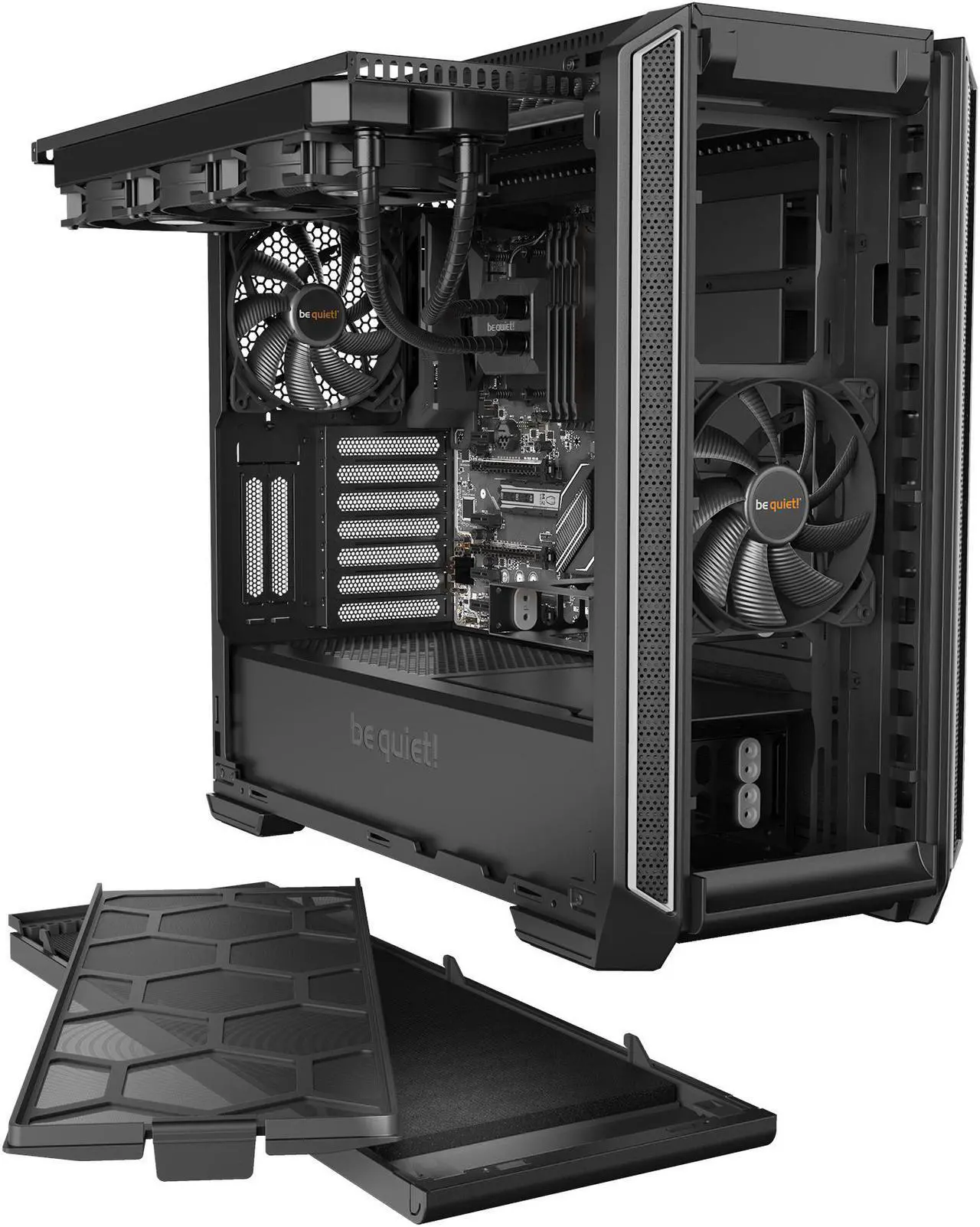 Alt view image 4 of 6 - be quiet! Silent Base 601 Window | Midi Tower ATX PC Case | Two 140mm Fans | 10mm Extra Thick Insulated mats | PSU Shroud | Silver|BGW27