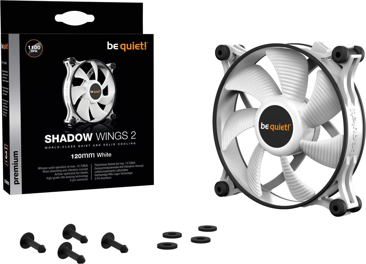 Alt view image 5 of 5 - be quiet! Shadow Wings 2 120mm White, case fan, airflow-optimized fan blades, whisper-quiet operation and reliable cooling