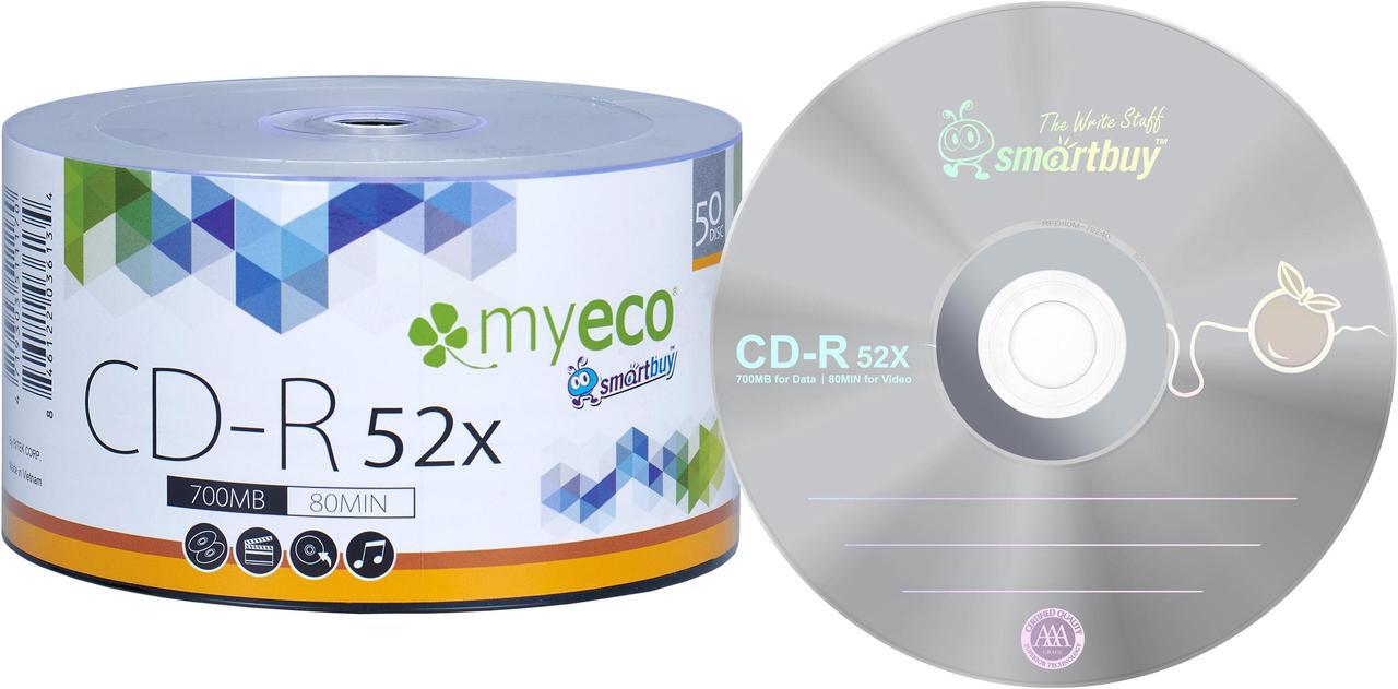 Main image of 50 Pack MyEco CD-R CDR 52X 700MB 80Min Economy Branded Logo Top Write Once Blank Media Record Disc