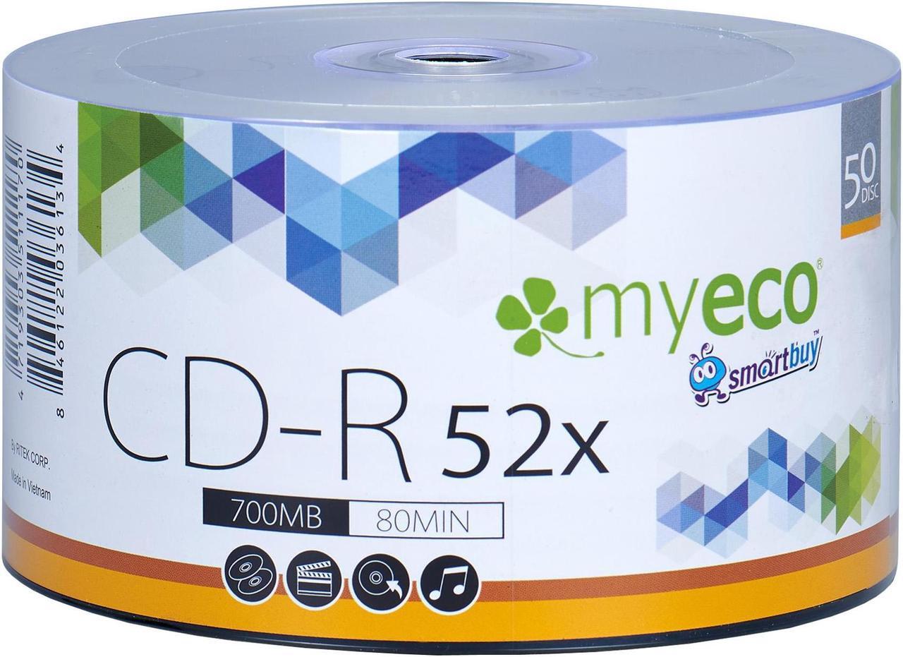 Alt view image 2 of 3 - 50 Pack MyEco CD-R CDR 52X 700MB 80Min Economy Branded Logo Top Write Once Blank Media Record Disc