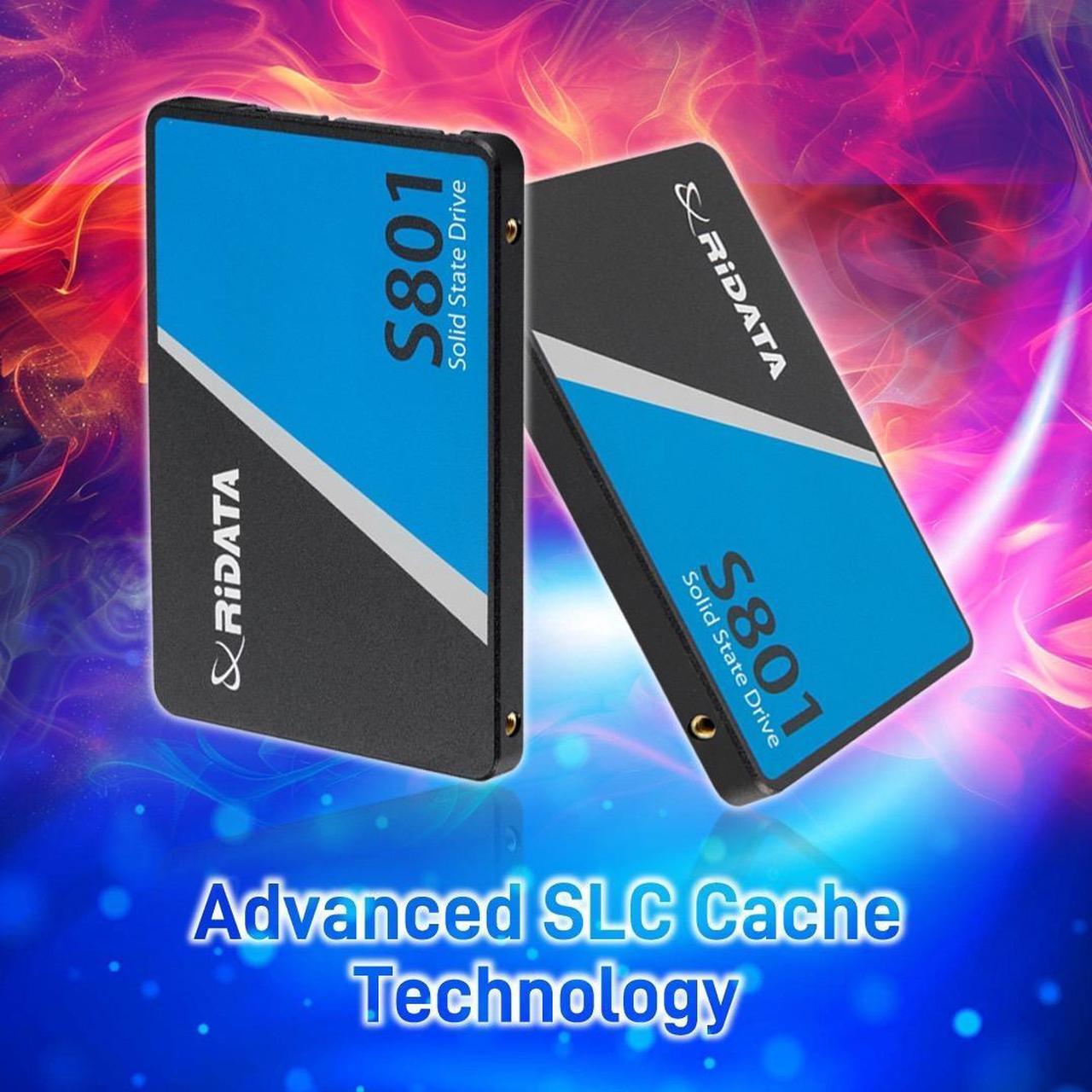 Alt view image 2 of 4 - RiDATA S801 256GB SSD (Internal Solid State Drive) 3D NAND 2.5" SATA III 6Gb/s Ultra Slim 7mm Up to 460 MB/s Advanced SLC Cache Technology