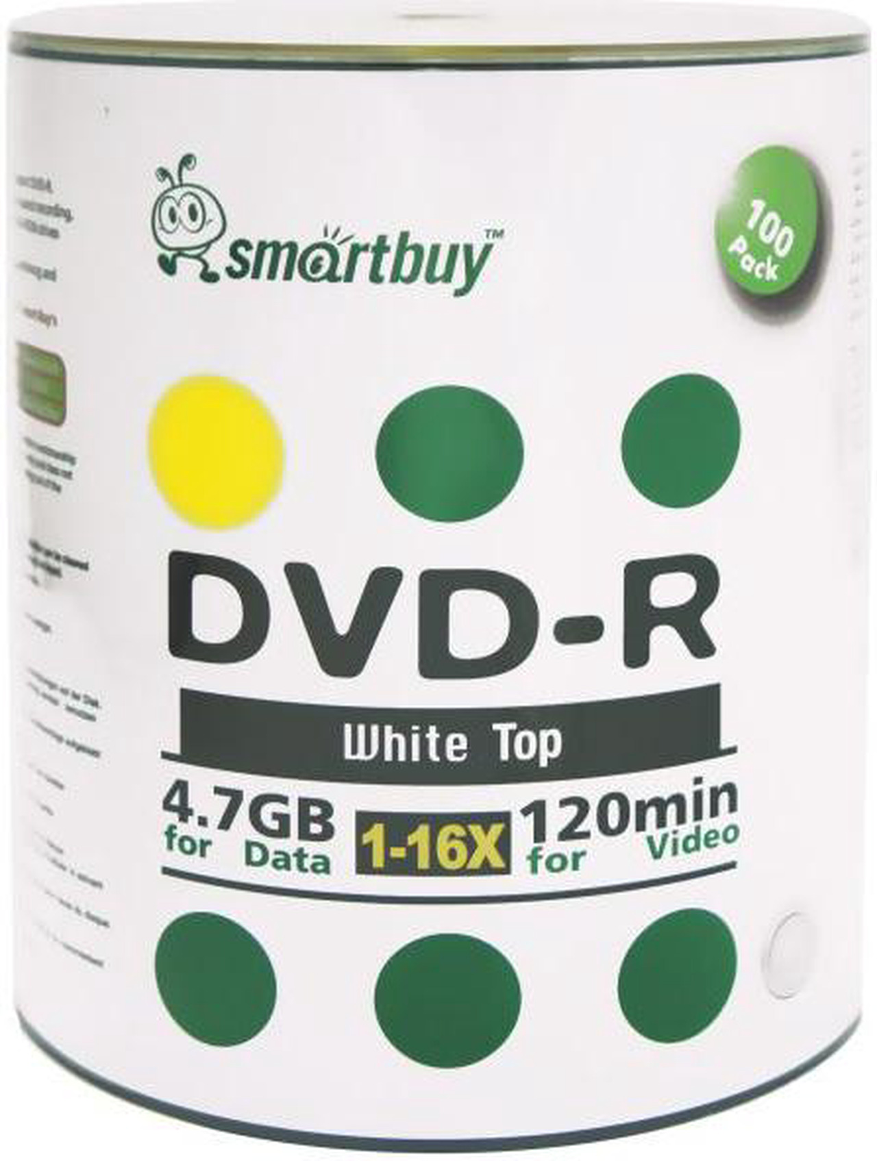 Smartbuy DVD-R 16X 4.7GB 120Min White Top Music Video Data Recordable ...