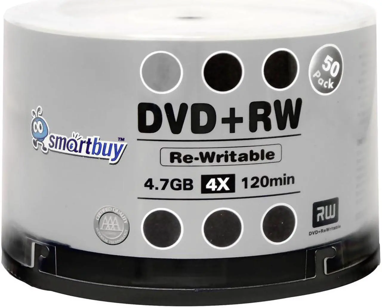 Alt view image 2 of 7 - 50 Pack Smartbuy Blank DVD+RW 4x 4.7GB 120Min Branded Logo Rewritable DVD Media Disc