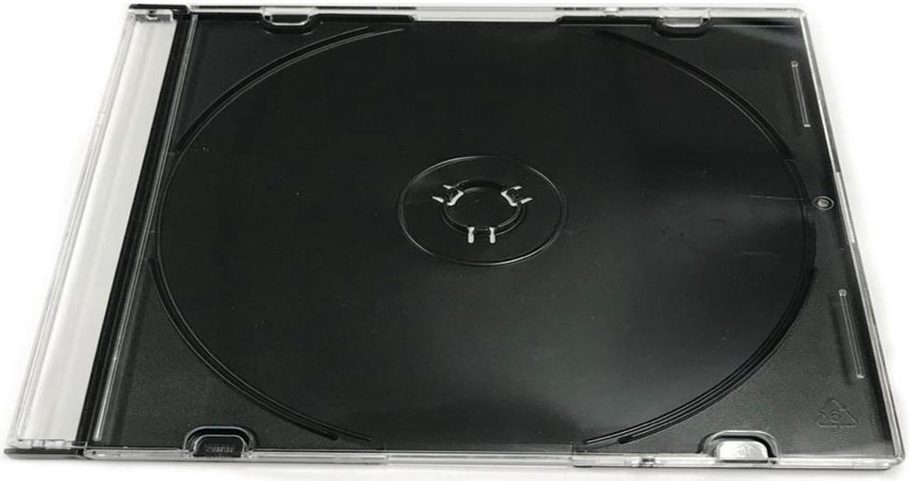 Alt view image 2 of 3 - Slim 5.2mm Jewel Case Thin Clear Single CD DVD Disc Storage w/Built-in Black Tray (50 Pack)
