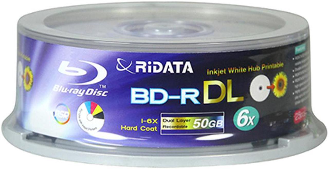 Alt view image 3 of 5 - Ridata Blu-ray BD-R DL Dual Layer 6X 50GB White Inkjet Hub Printable Recordable Blank Media Disc with Spindle Packing (100 Pack)