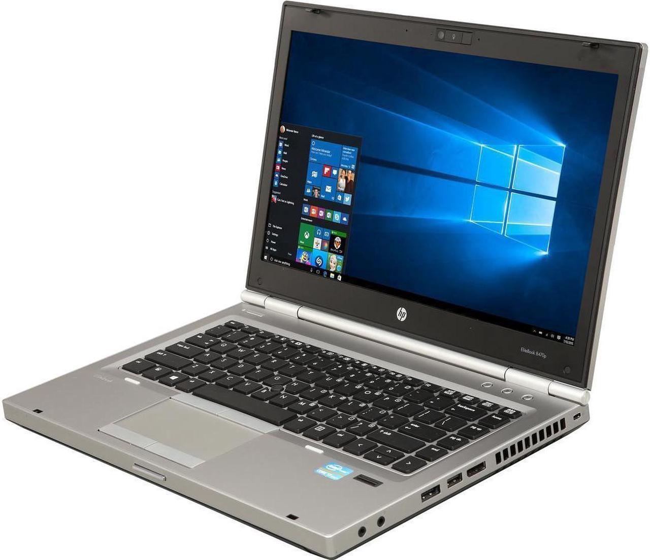 HP Elitebook 8470p 14" LED Laptop Intel 3rd Gen Core i5 2.60 GHz Mobile CPU 8 GB DDR3 RAM 256 GB SSD DVD-R FireWire DisplayPort WiFi Bluetooth Webcam Windows 10 Pro