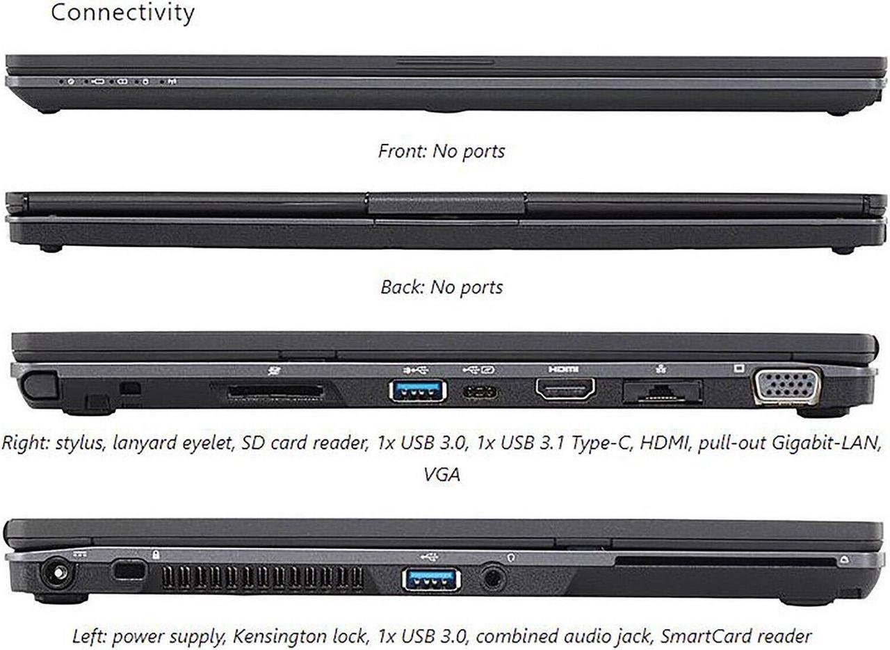 Alt view image 6 of 6 - Fujitsu LifeBook T938 13" FHD 1920 x 1080 Touchscreen 2-in-1 Flip Design Convertible Notebook - 8th Gen Intel QUAD Core i5-8250U 512 GB SSD 16GB DDR4 RAM Wi-Fi BT Webcam Windows 10
