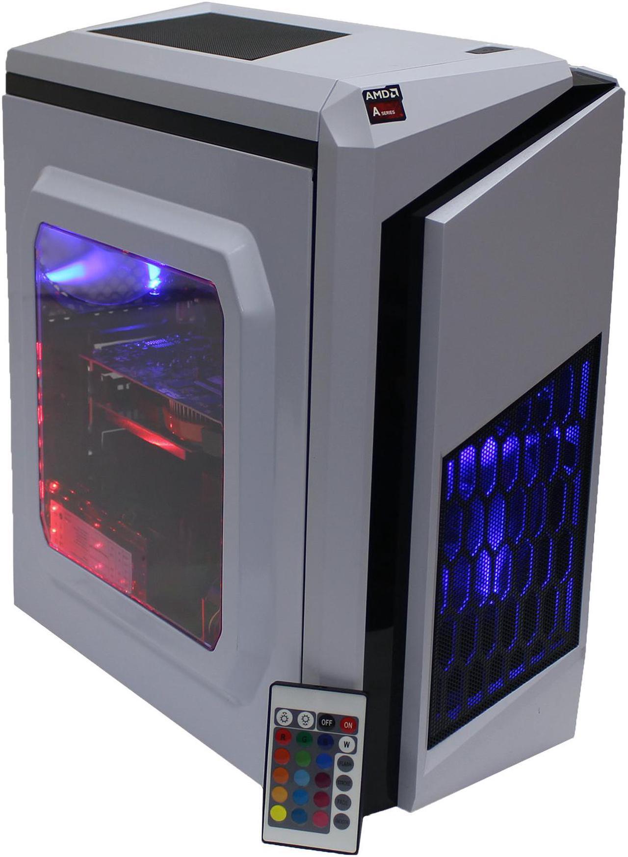 Custom PRC RGB DIY AMD Gaming PC AMD A10-9700 Quad Core 3.5Ghz 8GB Crucial Ballistix DDR4 RAM 120GB SSD 1TB HD GeForce GTX 650 2GB GDDR5 128-Bit HDMI WiFi LG DVD-RW Windows 10 Pro