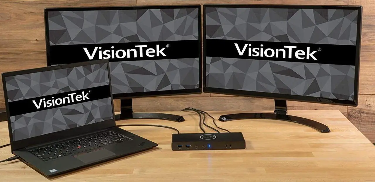 Alt view image 5 of 6 - Visiontek VT4500 Dual 4K with Power Delivery (901250) | Dual DP, Dual HDMI, Type C, USB 3.0 | Pd of Up to 60Watts, Dual 4K Displays (Resolutions Up to 4096 X 2160 At 60 Hz) | Audio-Out, MIC-In