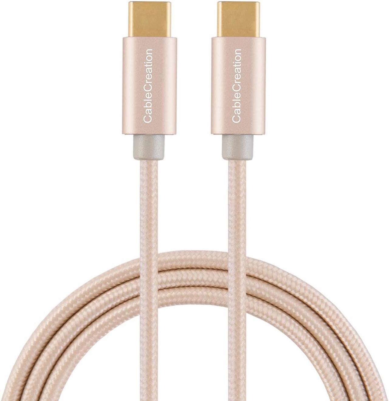 CableCreation USB C Cable 10FT 60W USB C to USB C Fast Charging Cable USB Type-C to C Cable Braided 3A 60W 480Mbps Data for MacBook Pro Air iPad Air Pro S21/S20+/S20 Pixel 4/5 etc. 3m Gold