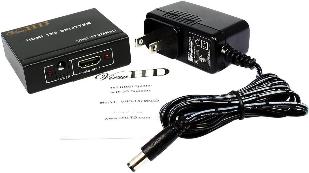 Alt view image 3 of 5 - 2 Port 1x2 Powered HDMI 1 in 2 Out Mini Splitter for 1080P & 3D | Model: VHD-1X2MN3D