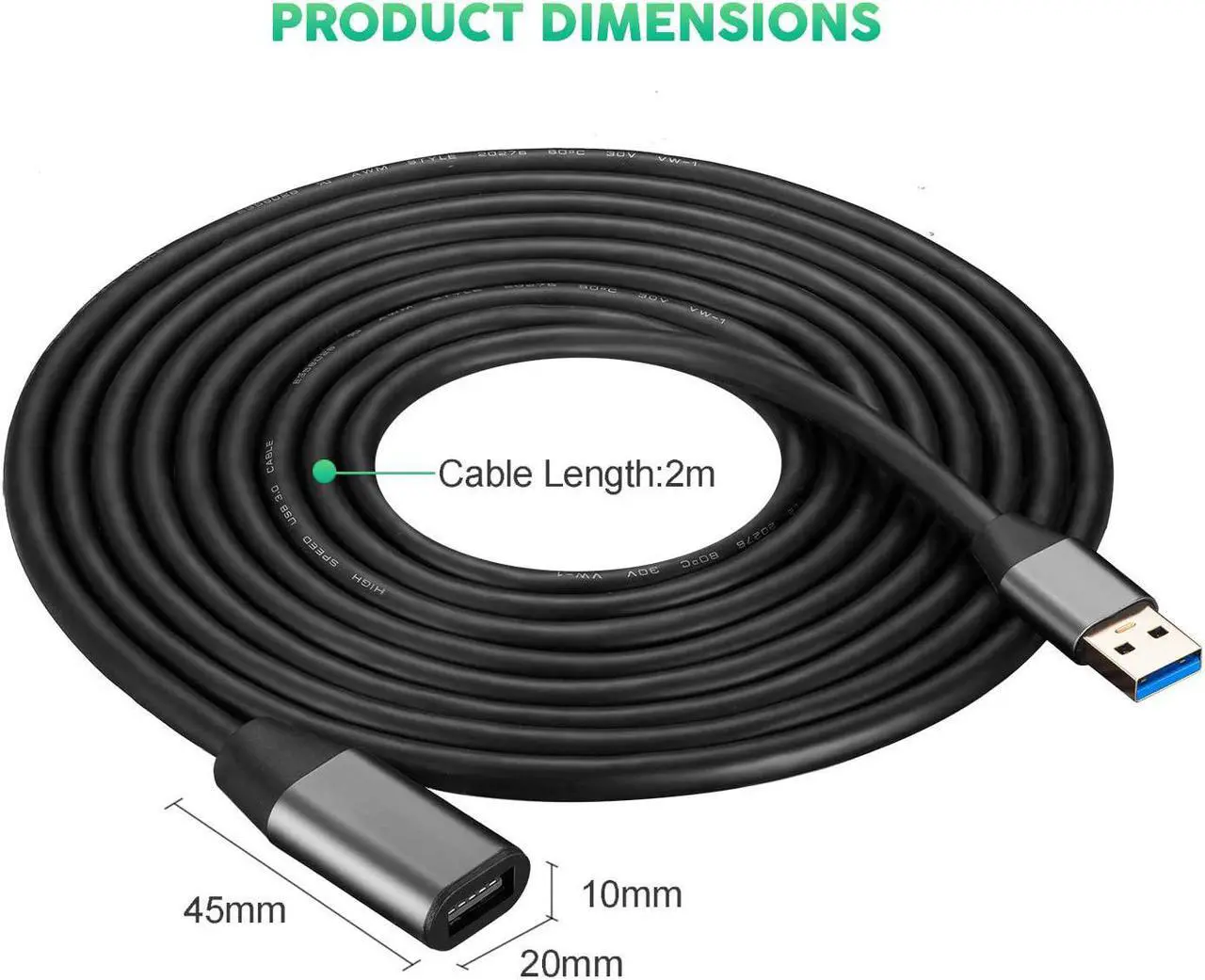 Alt view image 7 of 7 - USB 3.0 Extension Cable 20ft Aluminum Alloy USB Cable SuperSpeed USB 3.0 Type A Male to Female Extension Cord for Printer PlayStation Xbox USB Flash Drive Card Reader Hard Drive Keyboard