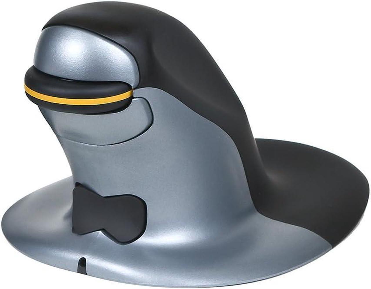 Main image of Posturite Penguin Ambidextrous Wireless Ergonomic Mouse Rechargeable, Alleviates RSI, Easy-Glide, Vertical Design, PC Computer & Apple Mac Compatible (Black/Silver, Size: Small)