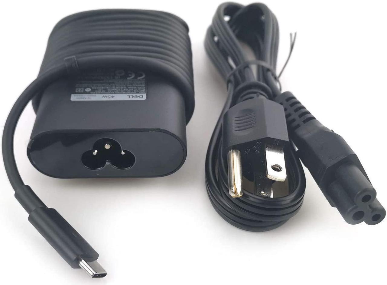 New Dell Laptop Charger 45W watt USB Type C (USB-C) AC Power Adapter Include Power Cord for Dell XPS 13 9365 9370 9380,Latitude 7275 7370 5175 5285 5290-2in1 7390-2in1,LA45NM150,0HDCY5