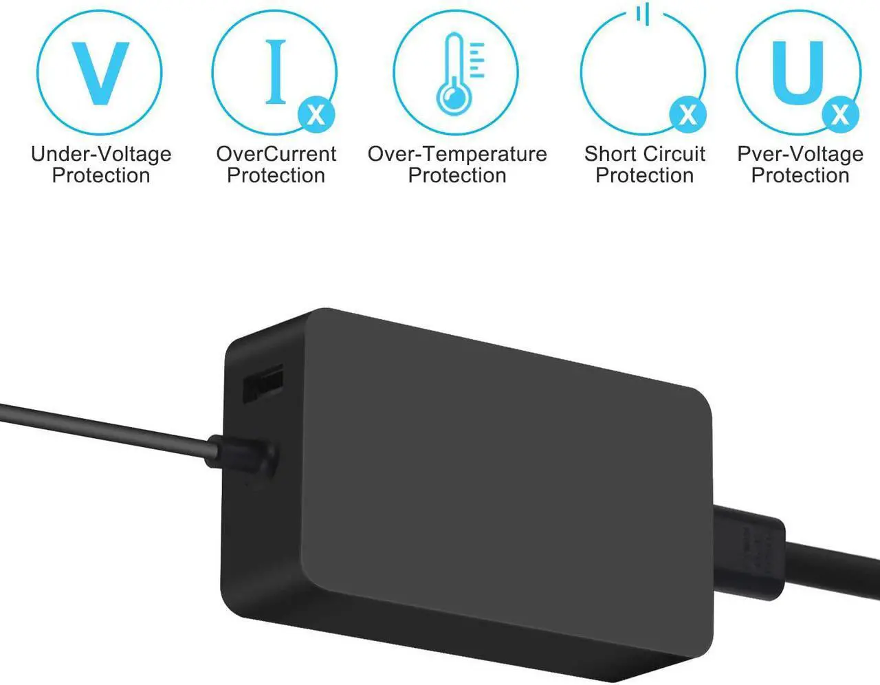 Alt view image 4 of 6 - Surface Pro Charger 65W Surface Pro 7 Pro 6 Pro 5 Pro 4 Pro 3 Power Supply Charger Fit for Microsoft Surface Book Surface Laptop 3 2 1 Surface Tablet Surface Go 2 1 Model 1706 1800 1625 Charger